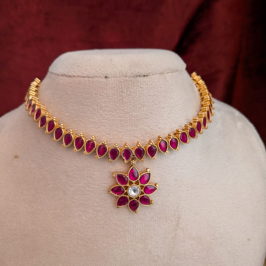 Jadau kundan Ruby floral choker