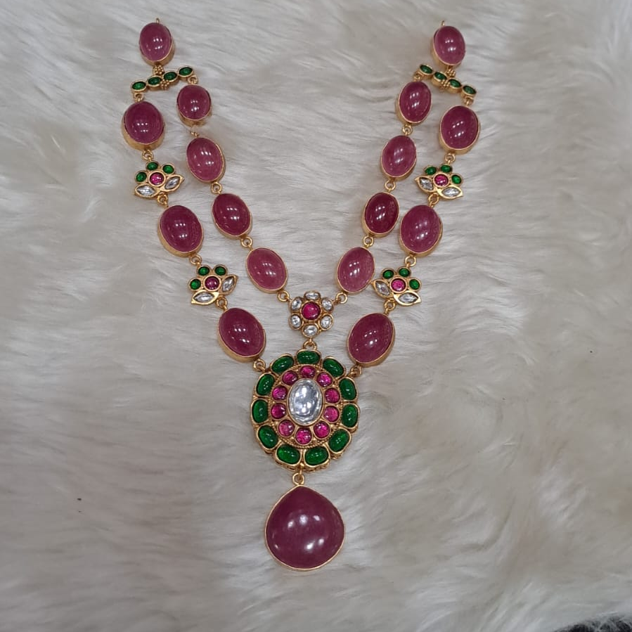 2 layered Semiprecious stone Fusion choker Ruby Tourmaline