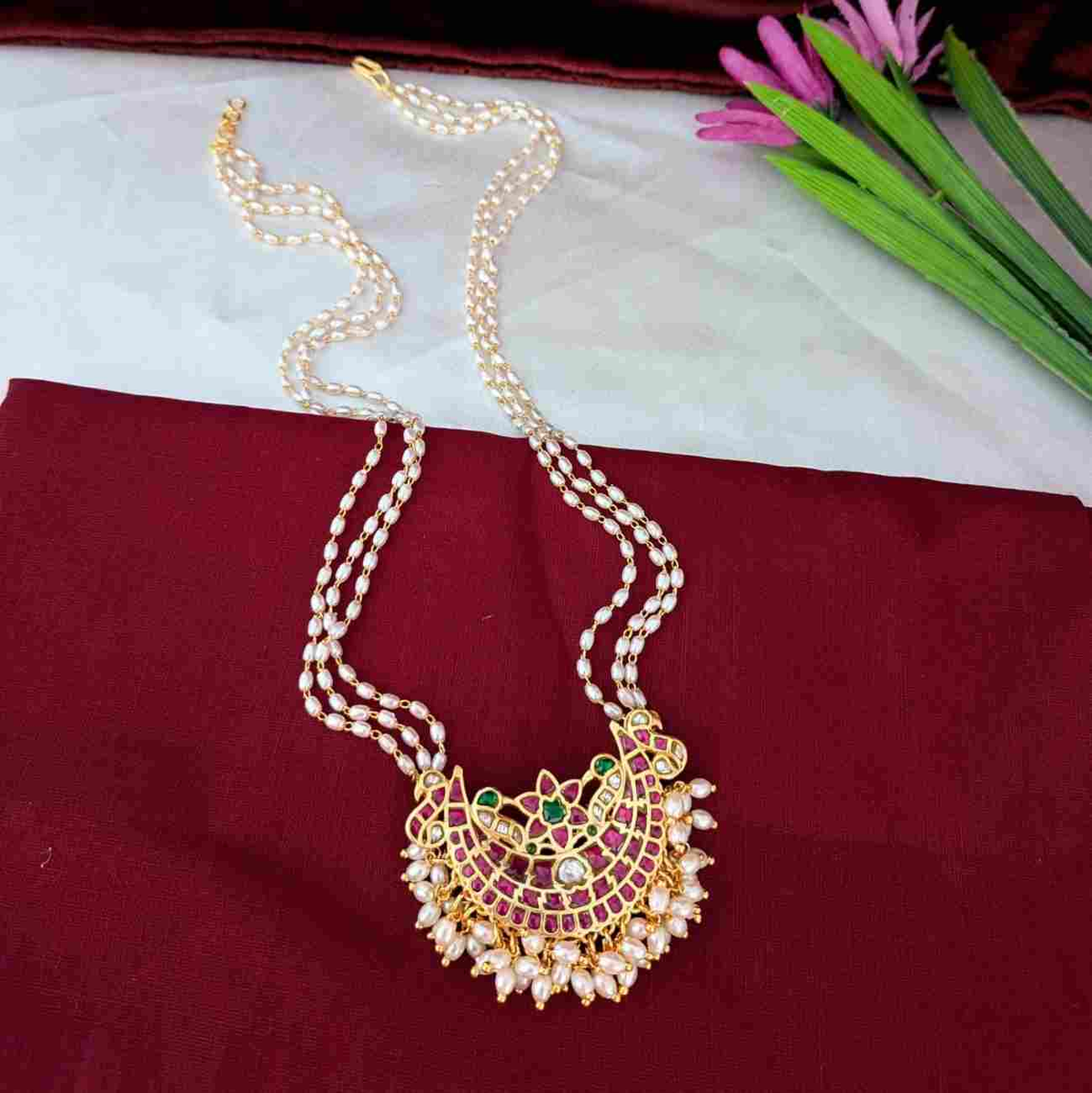 Cute Pendant Pearl Haram (Muthyala Haram)