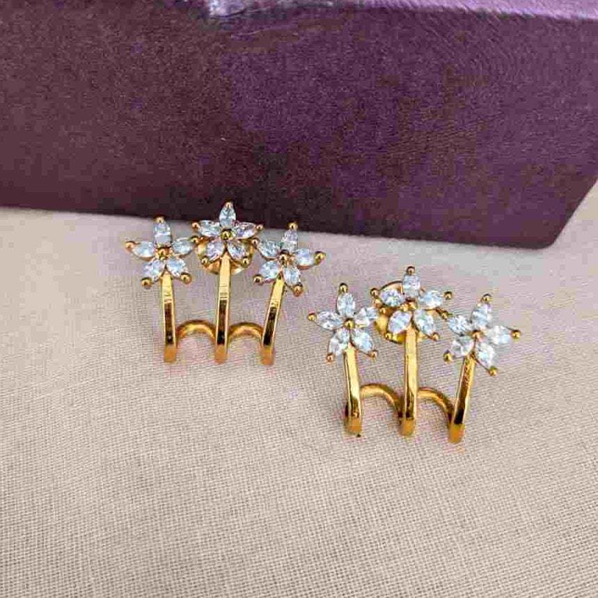 3 Flower Stone Earring