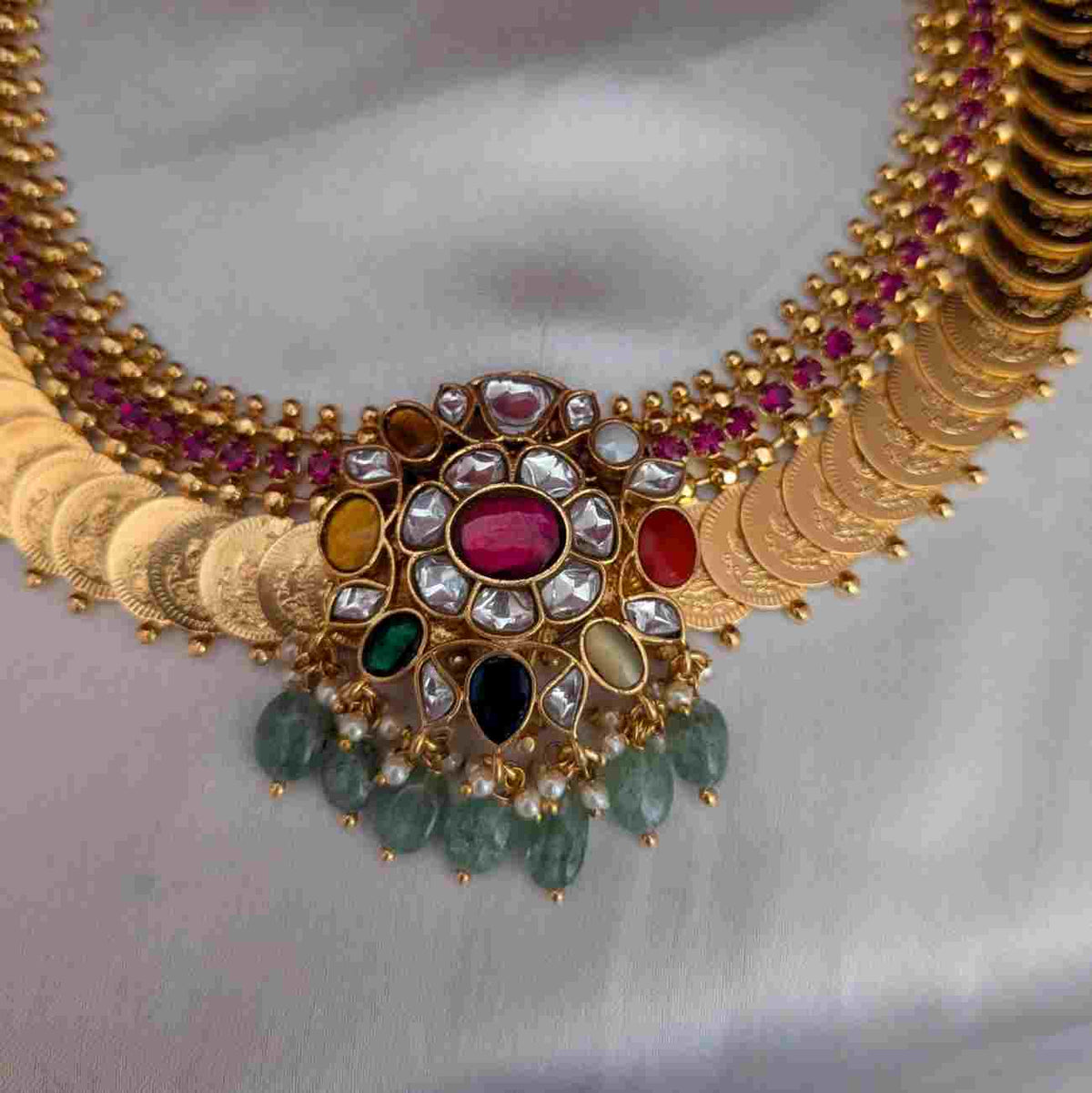 Jadau kundan Pendant Coin Necklace