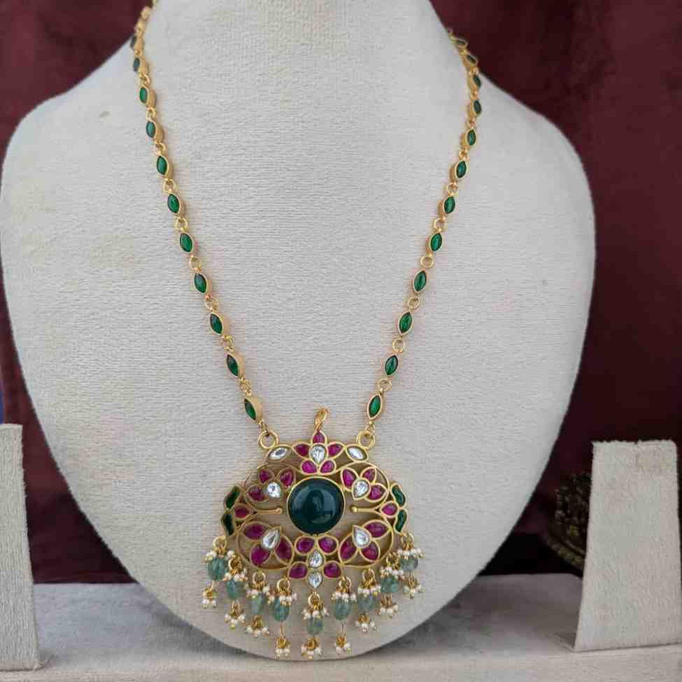 Jadau kundan Pendant Long  Necklace