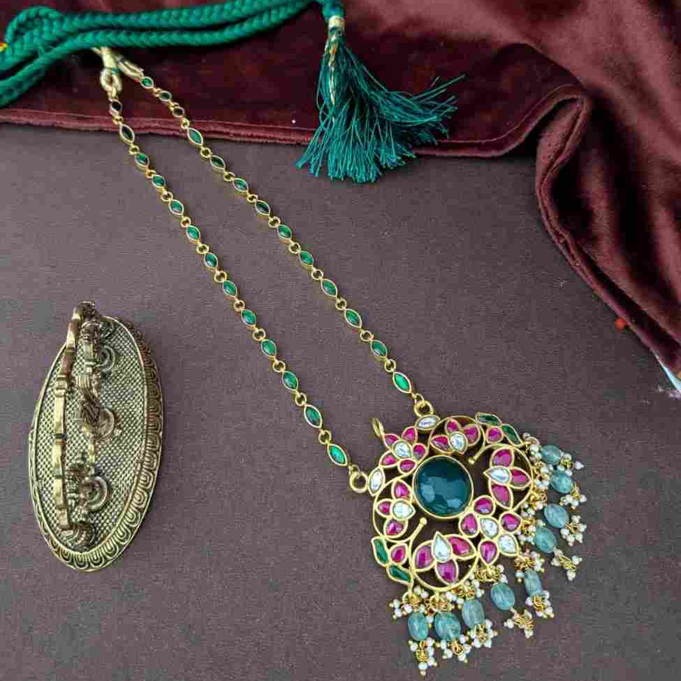Jadau kundan Pendant Long  Necklace