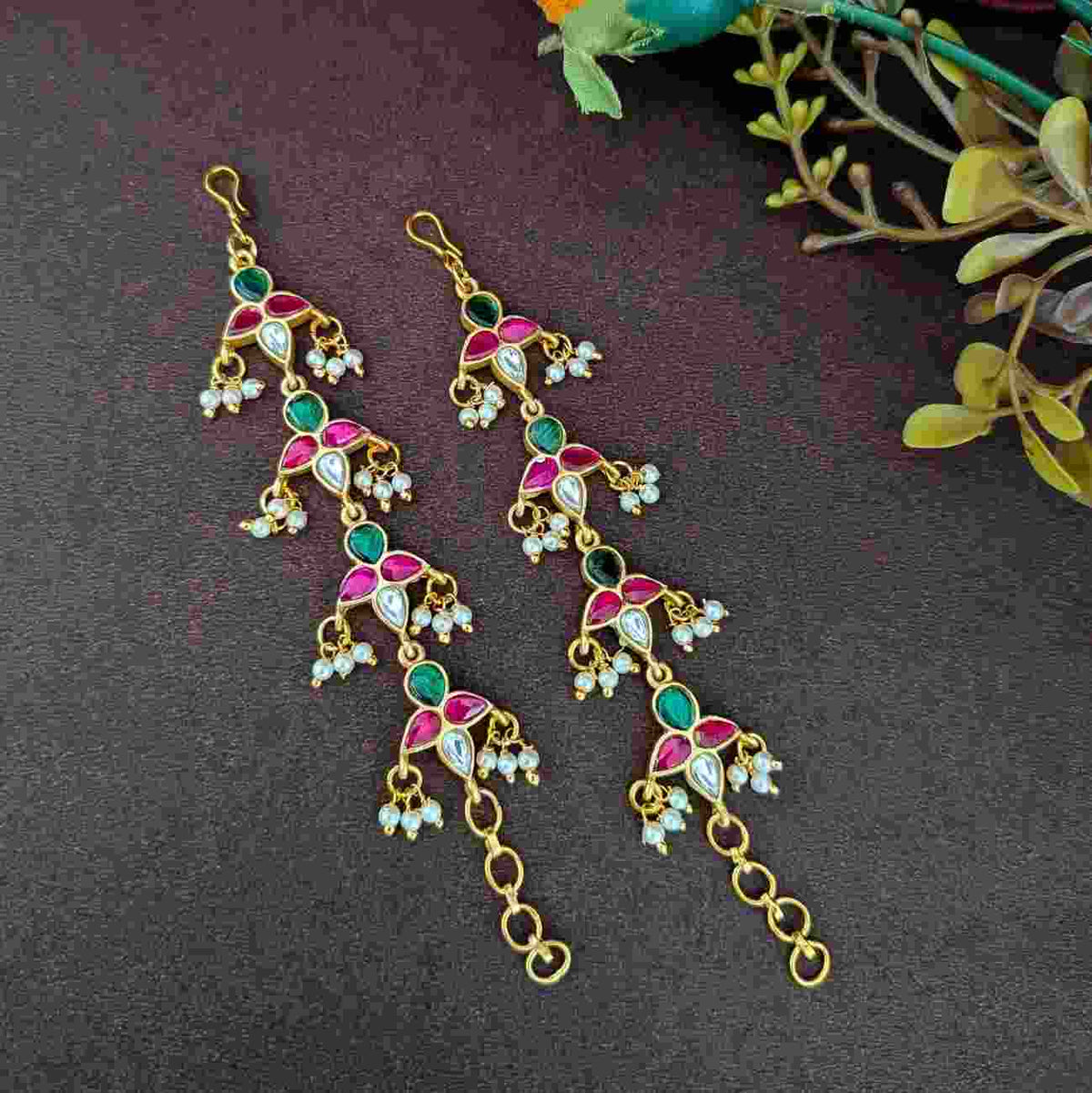 Jadau Kundan Flower maatel / Earchain