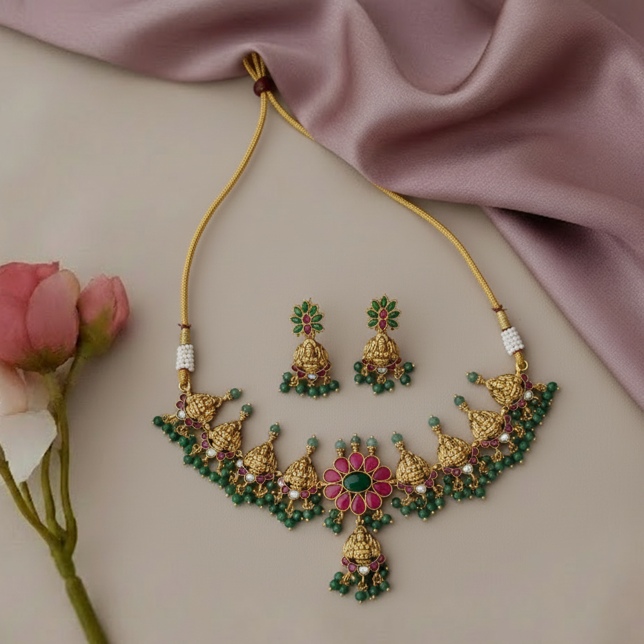 Lakshmi ruby stone chocker set