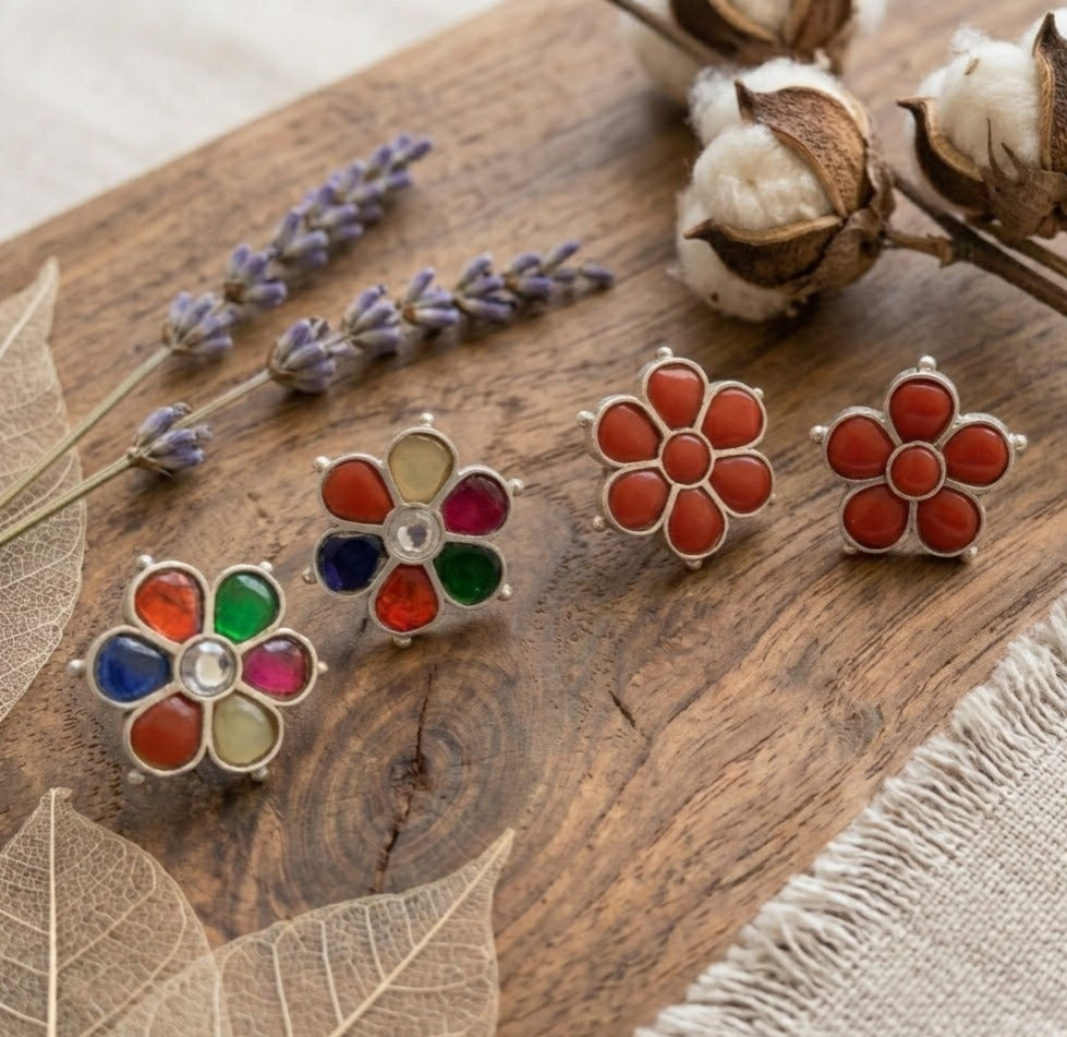 Silver 7 stone stud