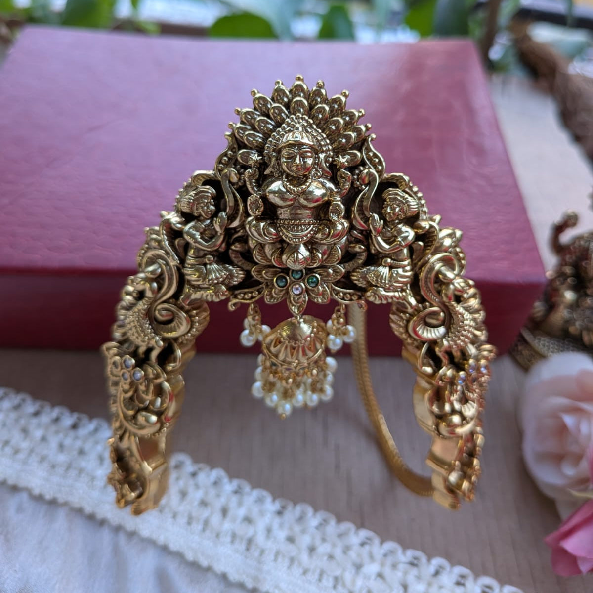 Nakshi work with lakshmi and floral pattern bridal armlet/Bajuband/Vanki